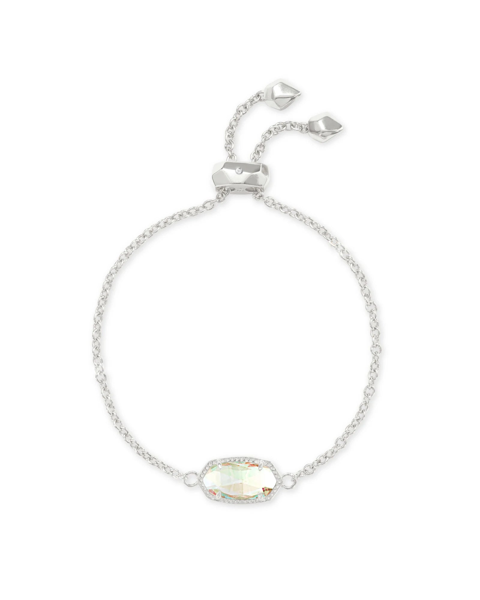 Ari Heart Silver Stretch Bracelet in Dichroic Glass